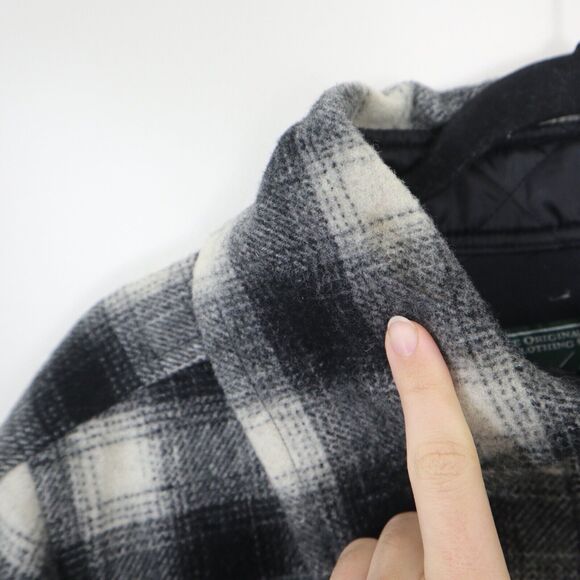 Woolrich Women's Size L Chatham Creek Jacket Wool Plaid Check Black White - Picture 6 of 11